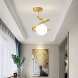 Modern Spiral Ceiling Light  Gold Metal Globe Design - Product example