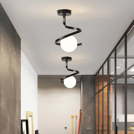 Modern Spiral Ceiling Light  Gold Metal Globe Design - Product detail 4