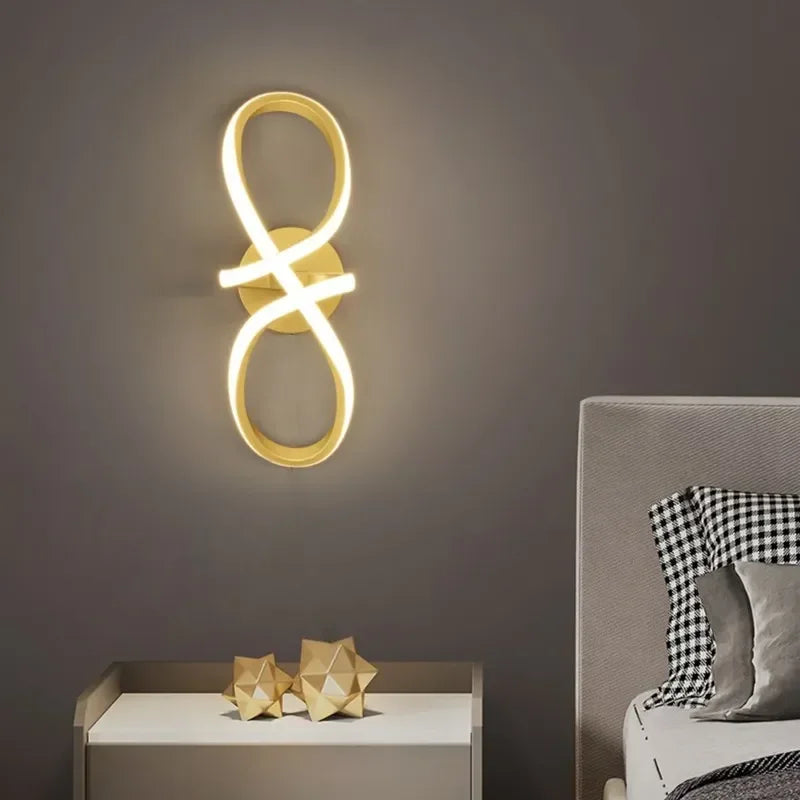 Modern LED Wall Light  Curved Gold Design - Detailed view