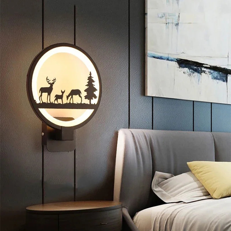Modern LED Wall Light  Forest Wildlife Silhouette Design - Detailed view