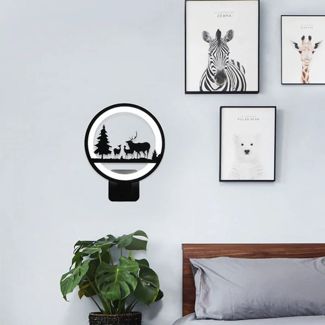 Modern LED Wall Light  Forest Wildlife Silhouette Design - Product showcase
