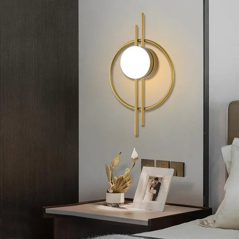 Modern Circle Wall Light  Black Metal Frame With Glass Globe - Product detail 5