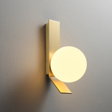 Modern Sphere Wall Light  Gold Metal Glass Globe Design - Product showcase