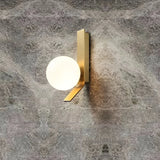 Modern Sphere Wall Light  Gold Metal Glass Globe Design - Detailed view