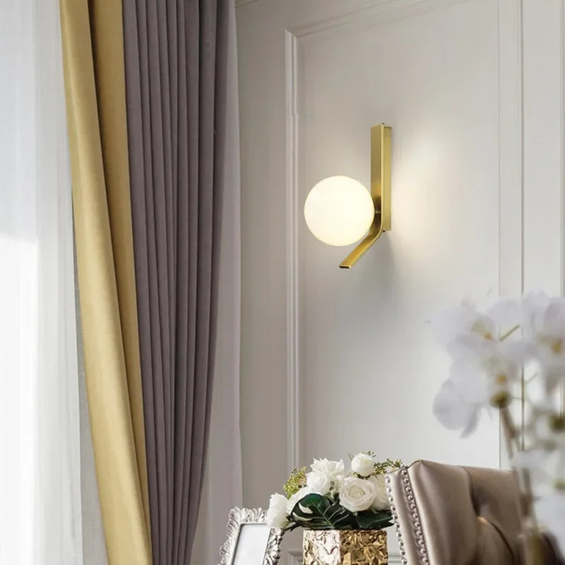 Modern Sphere Wall Light  Gold Metal Glass Globe Design - Product detail 4