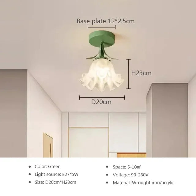 Modern Floral Ceiling Light  Yellow Mount Glass Shade - Product detail 7