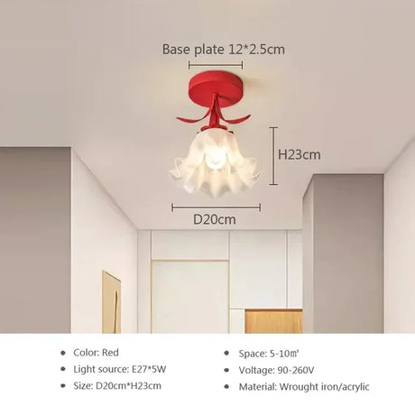 Modern Floral Ceiling Light  Yellow Mount Glass Shade - Product detail 4
