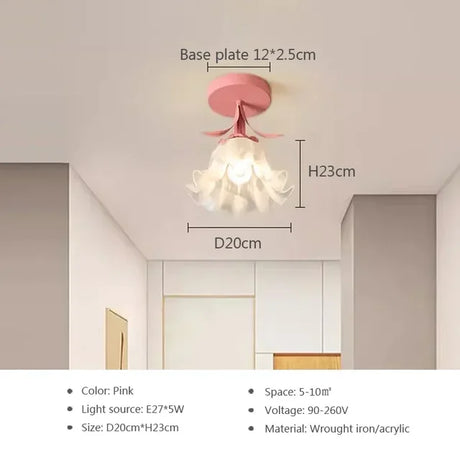Modern Floral Ceiling Light  Yellow Mount Glass Shade - Product detail 5