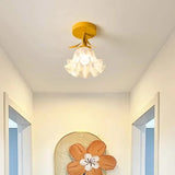 Modern Floral Ceiling Light  Yellow Mount Glass Shade - Product showcase