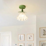 Modern Floral Ceiling Light  Yellow Mount Glass Shade - Product example