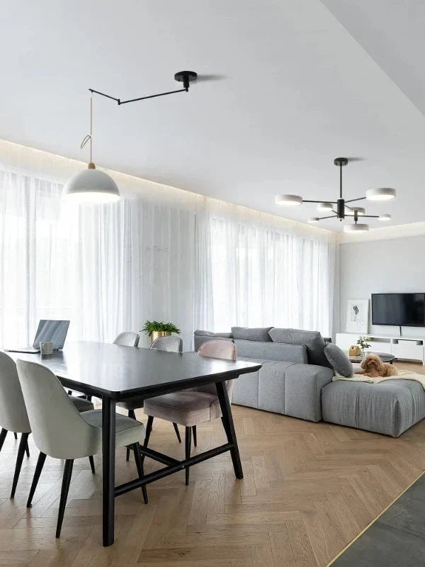 Modern Adjustable Pendant Light  Swing Arm Dome Shade - Product example