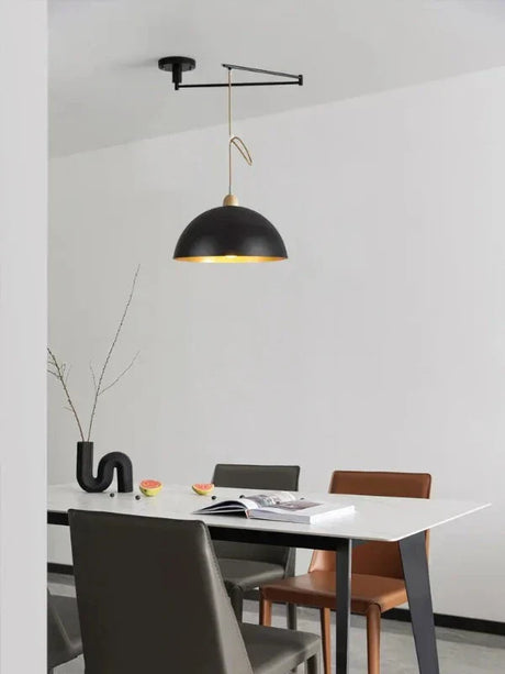 Modern Adjustable Pendant Light  Swing Arm Dome Shade - Detailed view
