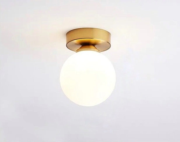 Modern Wall Sconce  Brushed Gold Globe Light - Detailed view