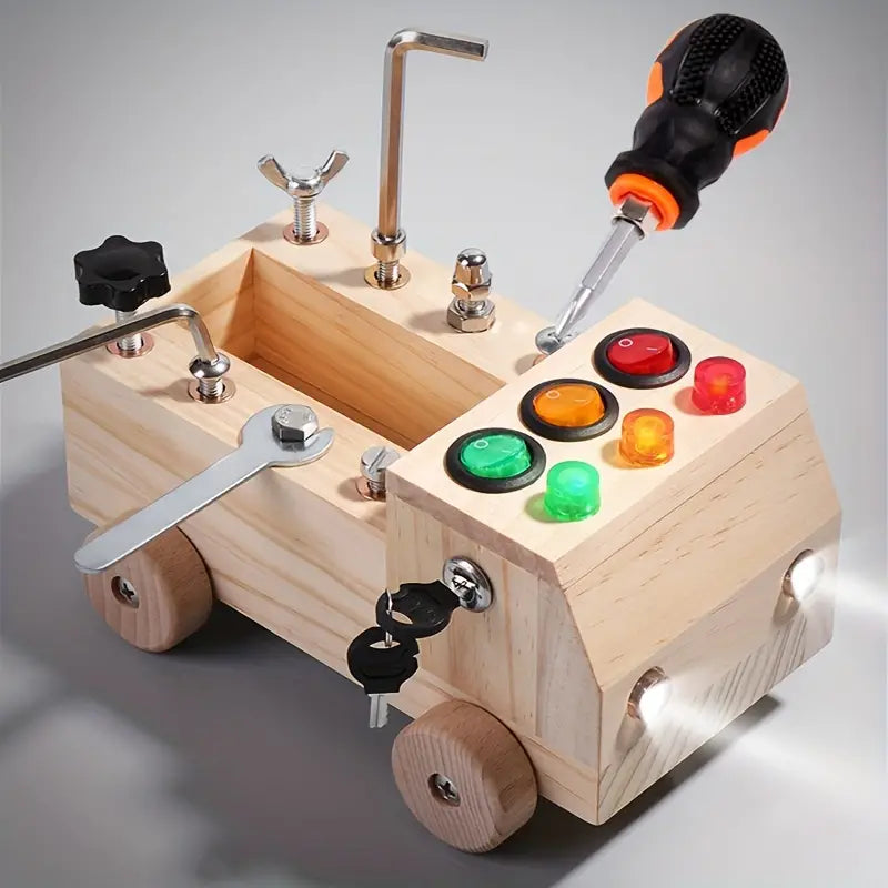 Montessori Busy Board  LED Traffic Light Learning Set With Tools - Product showcase