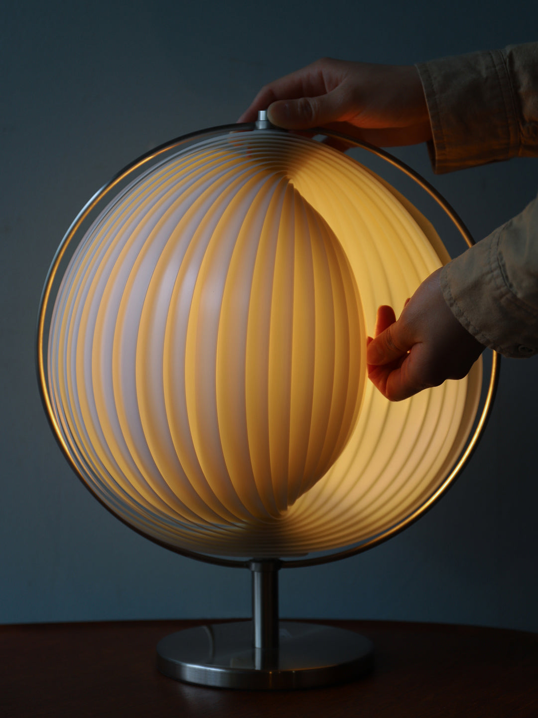 Modern Rotatable Table Lamp  Chrome Base White Sphere Design - Product example