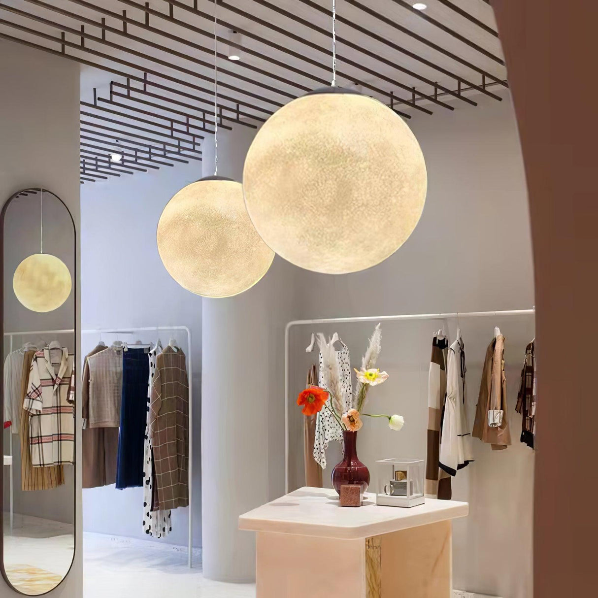 Modern Moon Pendant Light  Celestial Sphere Design - Detailed view