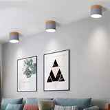 Modern LED Ceiling Light  Wood Trim Black Cylinder - Product detail 4