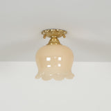 Vintage Ceiling Light  Brass  Beige Glass Tulip Shade - Product detail 13