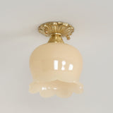 Vintage Ceiling Light  Brass  Beige Glass Tulip Shade - Product detail 17