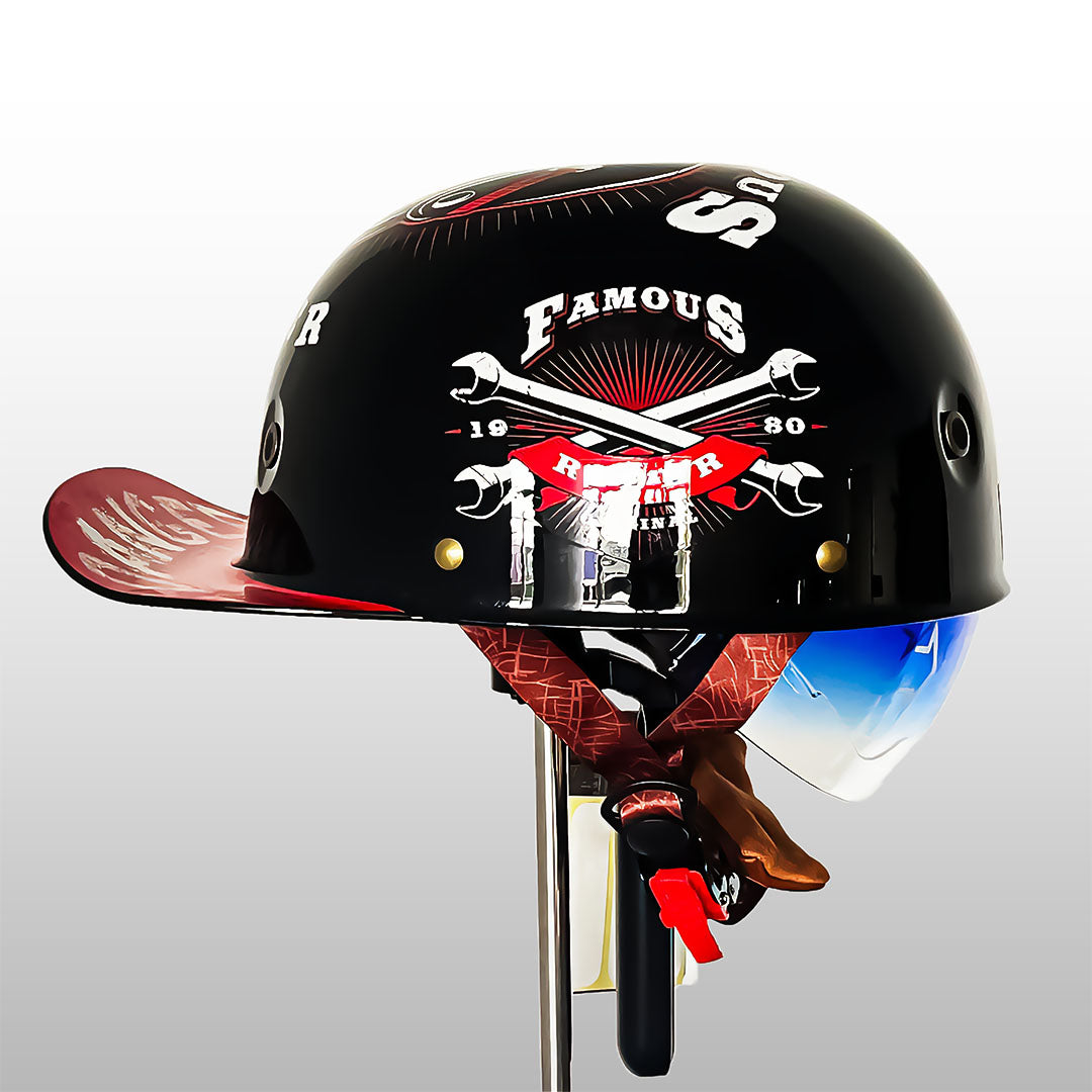 Motorcycle Baseball Cap Helmet  Golden Wings Design - Detailed view