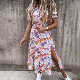 Floral Summer Maxi Dress  V-Neck Split Design - Product detail 7