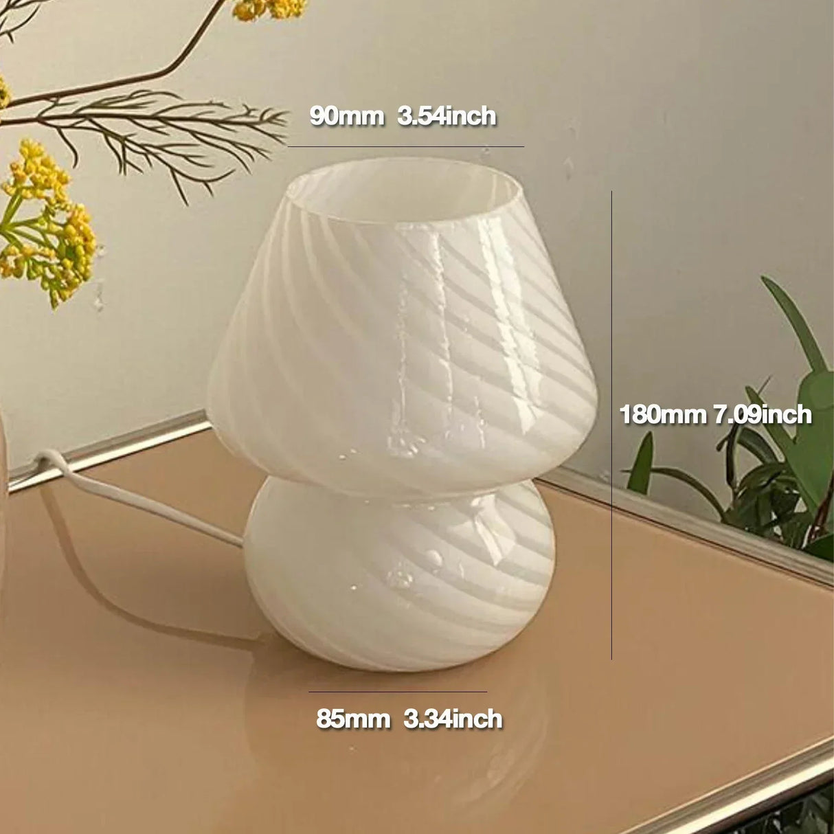 Modern Glass Table Lamp  Spiral Striped Mushroom Design - Product detail 6