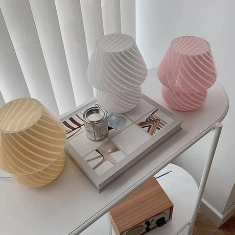 Modern Glass Table Lamp  Spiral Striped Mushroom Design - Product detail 5