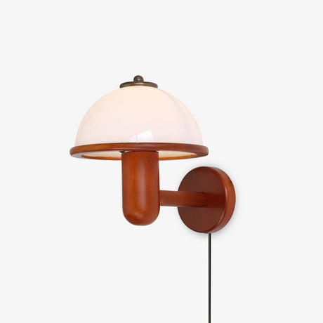 Modern Wood Wall Lamp  Oak Dome Shade Design - Product showcase