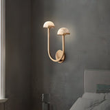 Modern Mushroom Wall Light  Brass and Alabaster Dual Sconce - Product detail 7