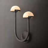Modern Mushroom Wall Light  Brass and Alabaster Dual Sconce - Product detail 4