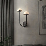 Modern Mushroom Wall Light  Brass and Alabaster Dual Sconce - Product detail 6