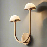 Modern Mushroom Wall Light  Brass and Alabaster Dual Sconce - Product detail 5