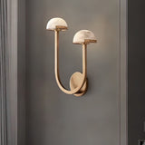 Modern Mushroom Wall Light  Brass and Alabaster Dual Sconce - Product example