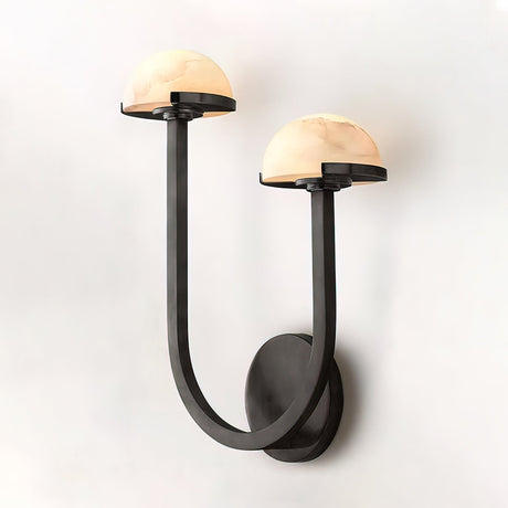 Modern Mushroom Wall Light  Brass and Alabaster Dual Sconce - Product detail 11