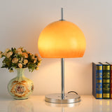 Bauhaus Table Lamp  Amber Glass Dome Shade - Detailed view