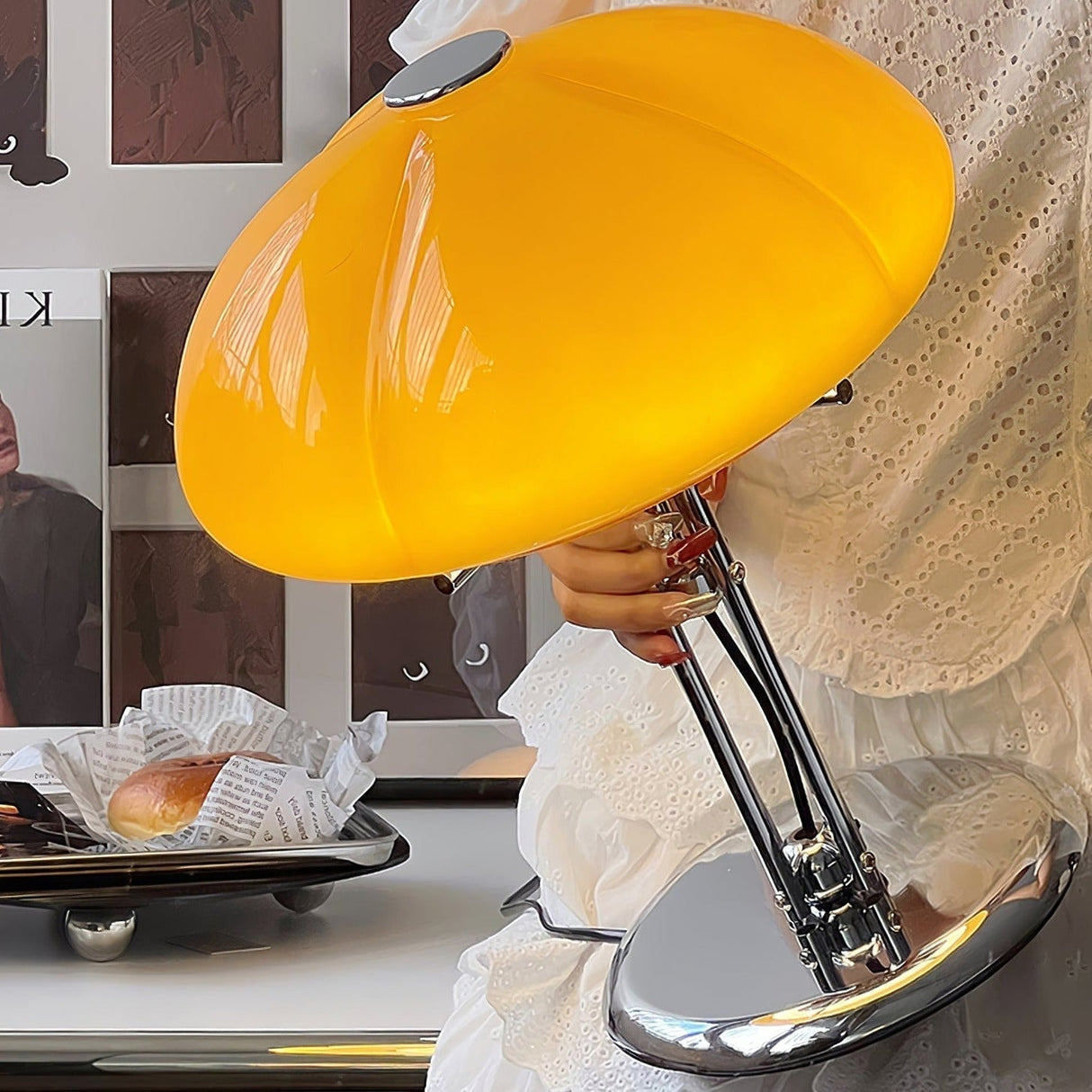 Bauhaus Table Lamp  Amber Glass Dome Shade - Product detail 56