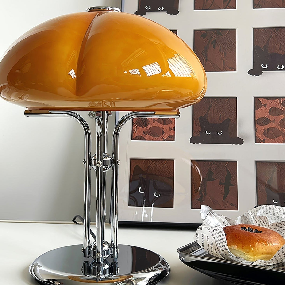 Bauhaus Table Lamp  Amber Glass Dome Shade - Product detail 57