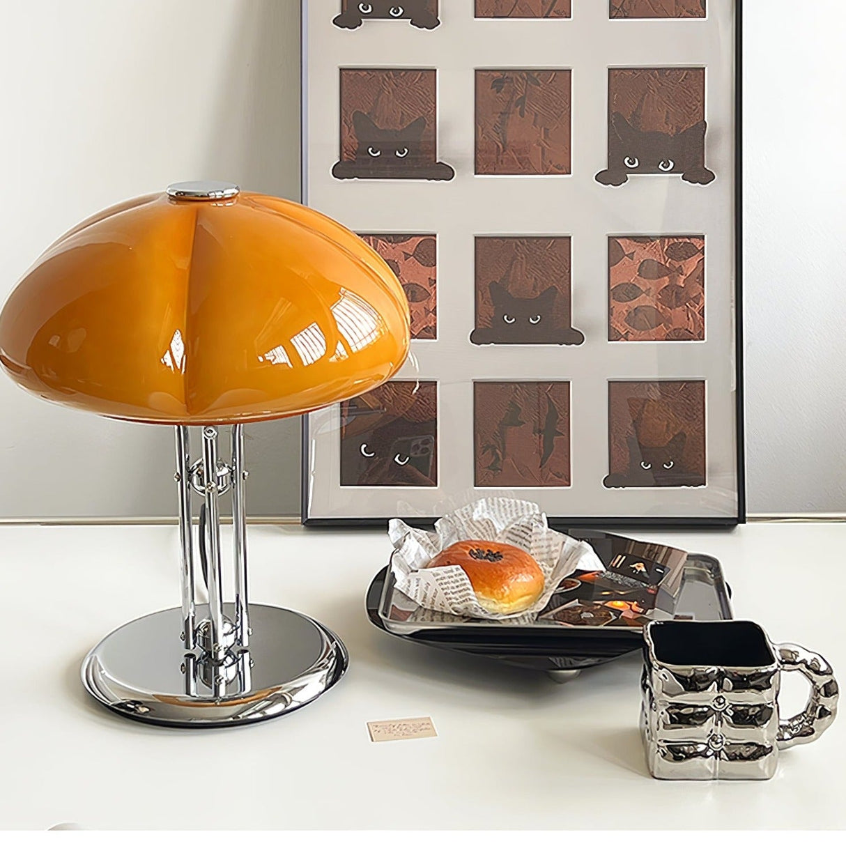 Bauhaus Table Lamp  Amber Glass Dome Shade - Product detail 60