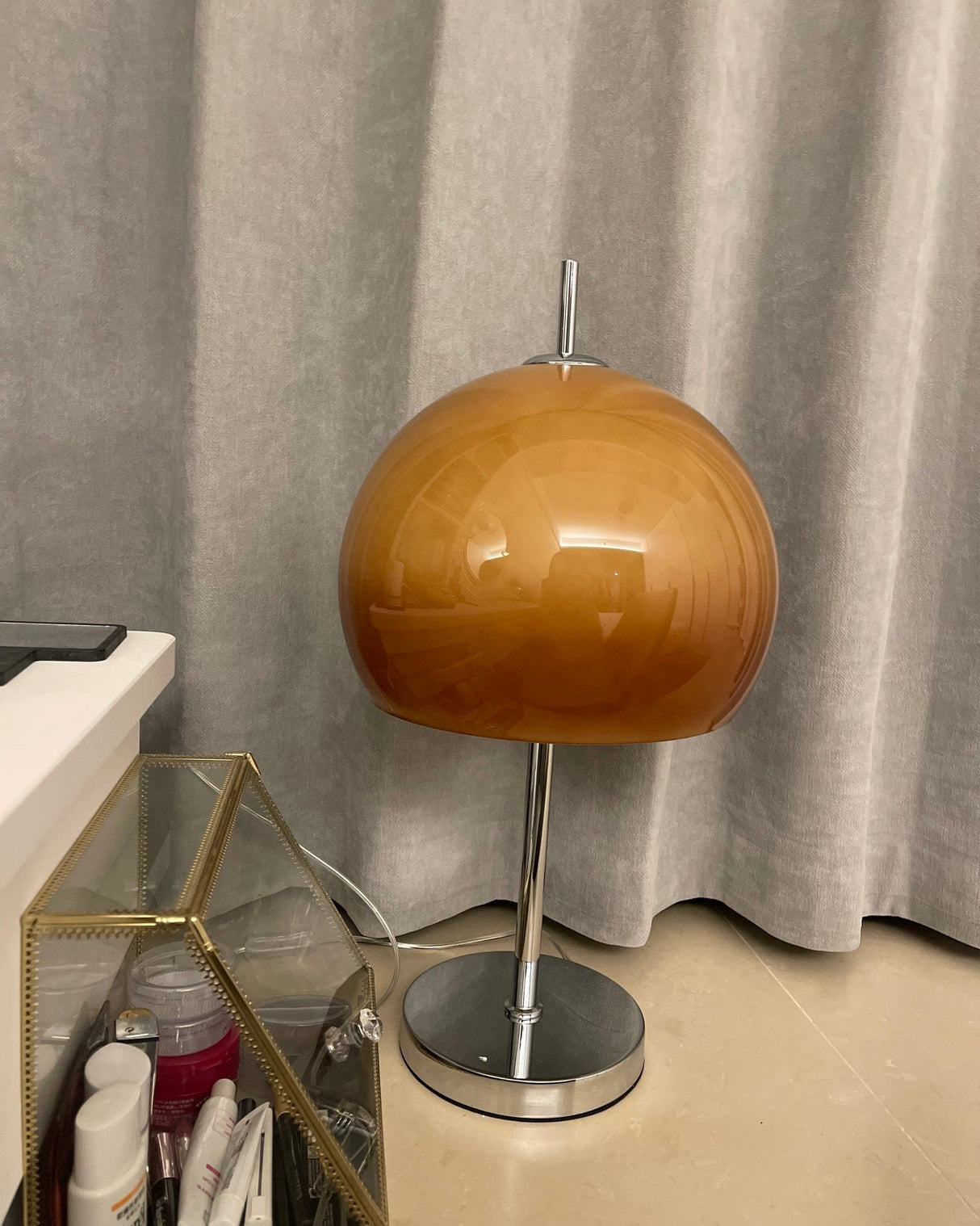 Retro Table Lamp  Amber Glass Dome Shade - Product detail 14