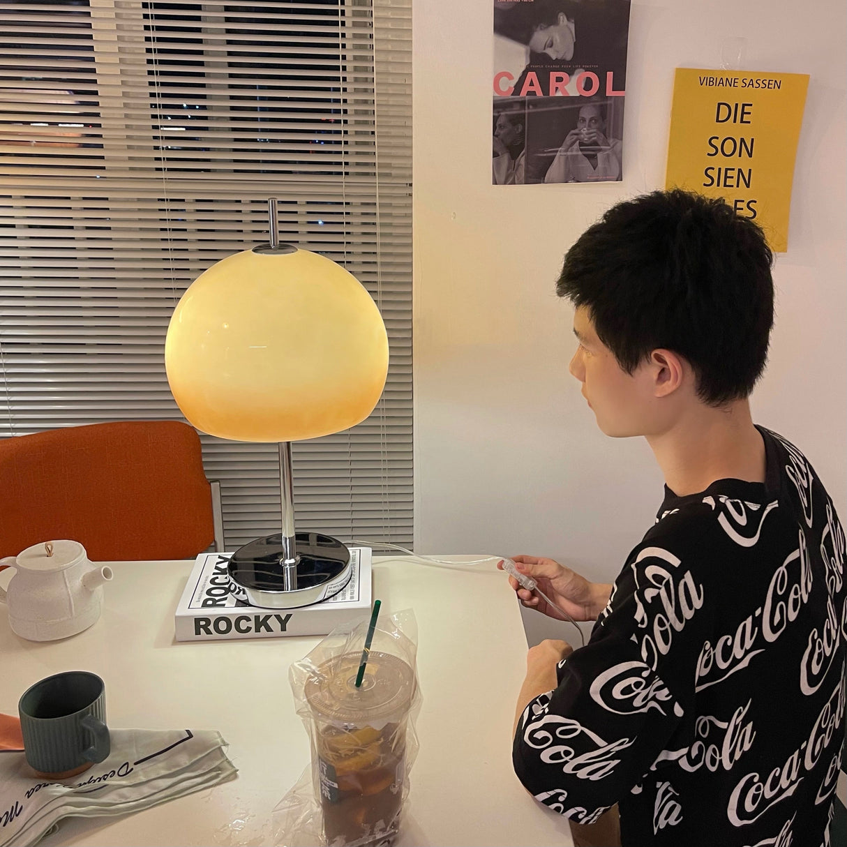 Retro Table Lamp  Amber Glass Dome Shade - Product detail 20