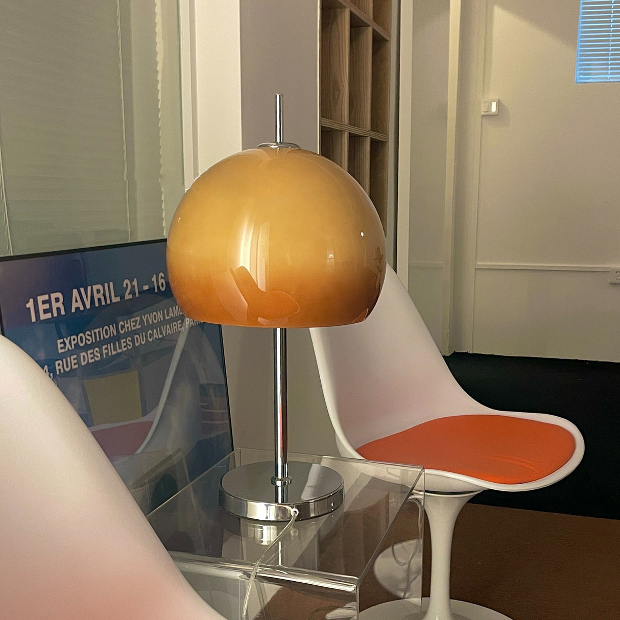 Retro Table Lamp  Amber Glass Dome Shade - Product detail 25