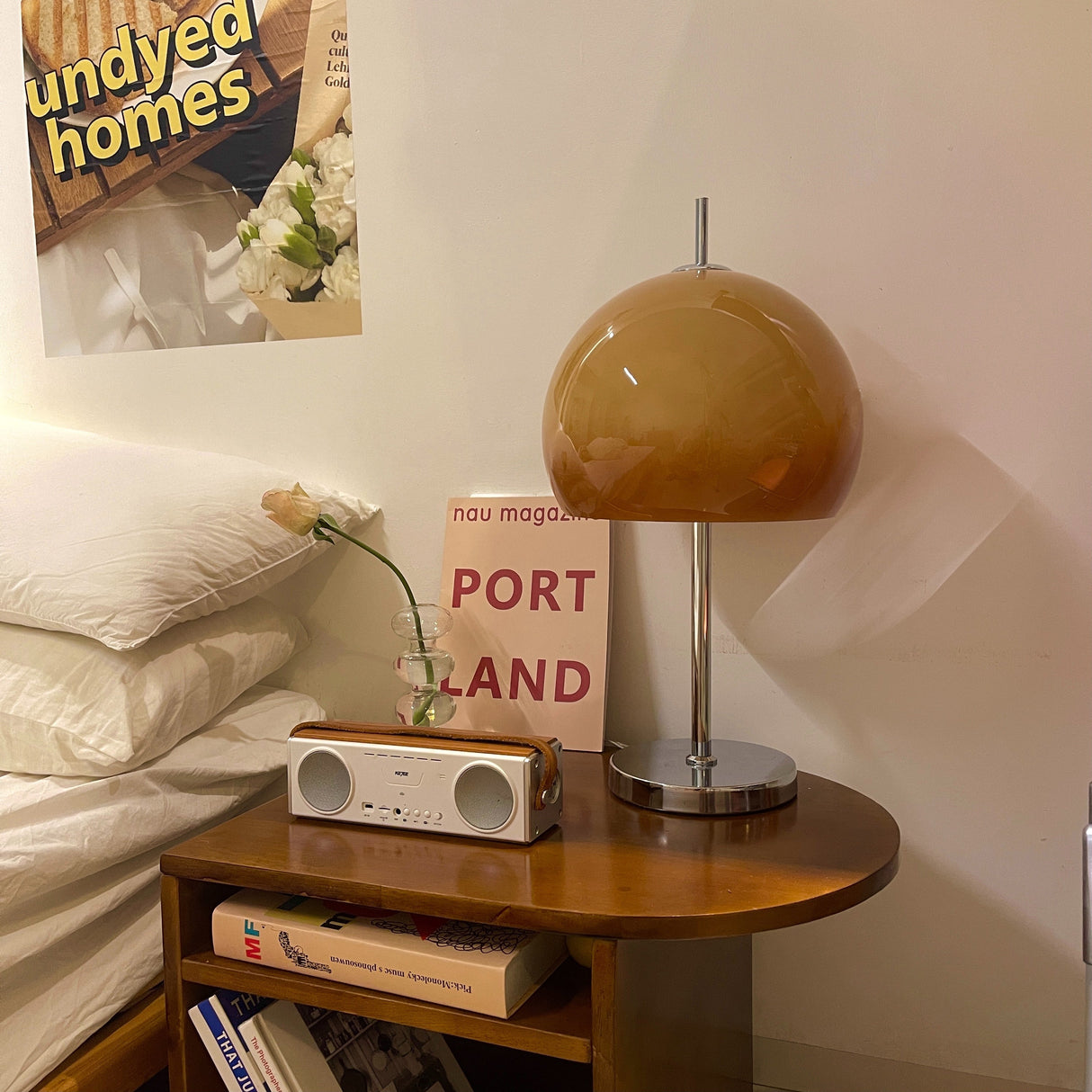 Retro Table Lamp  Amber Glass Dome Shade - Product detail 5