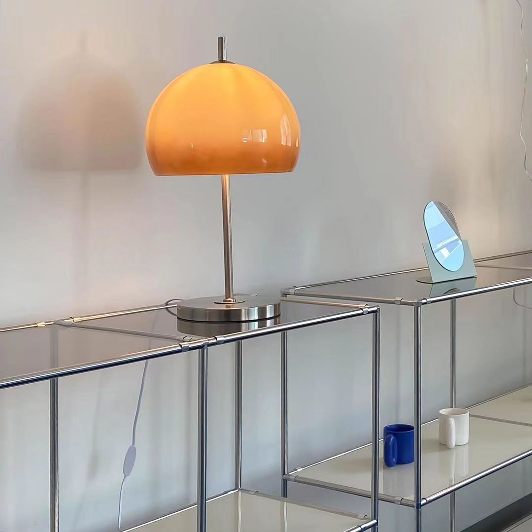 Retro Table Lamp  Amber Glass Dome Shade - Product detail 31