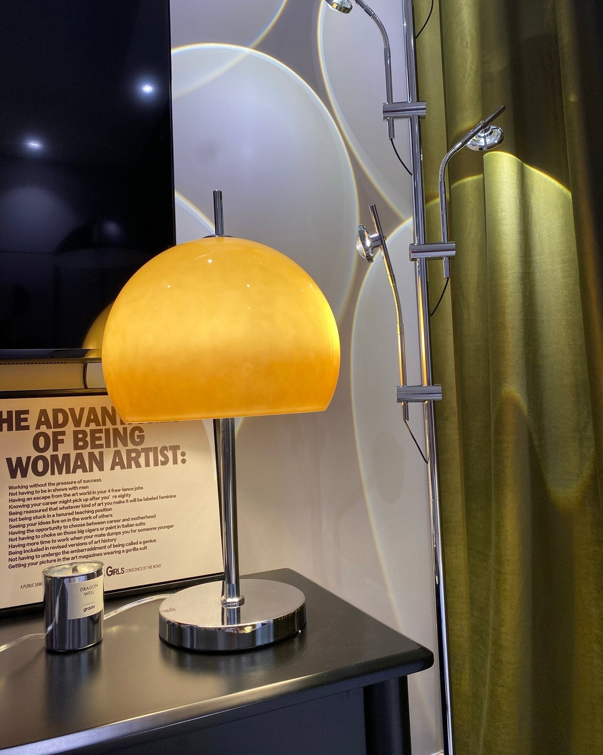 Retro Table Lamp  Amber Glass Dome Shade - Product detail 33