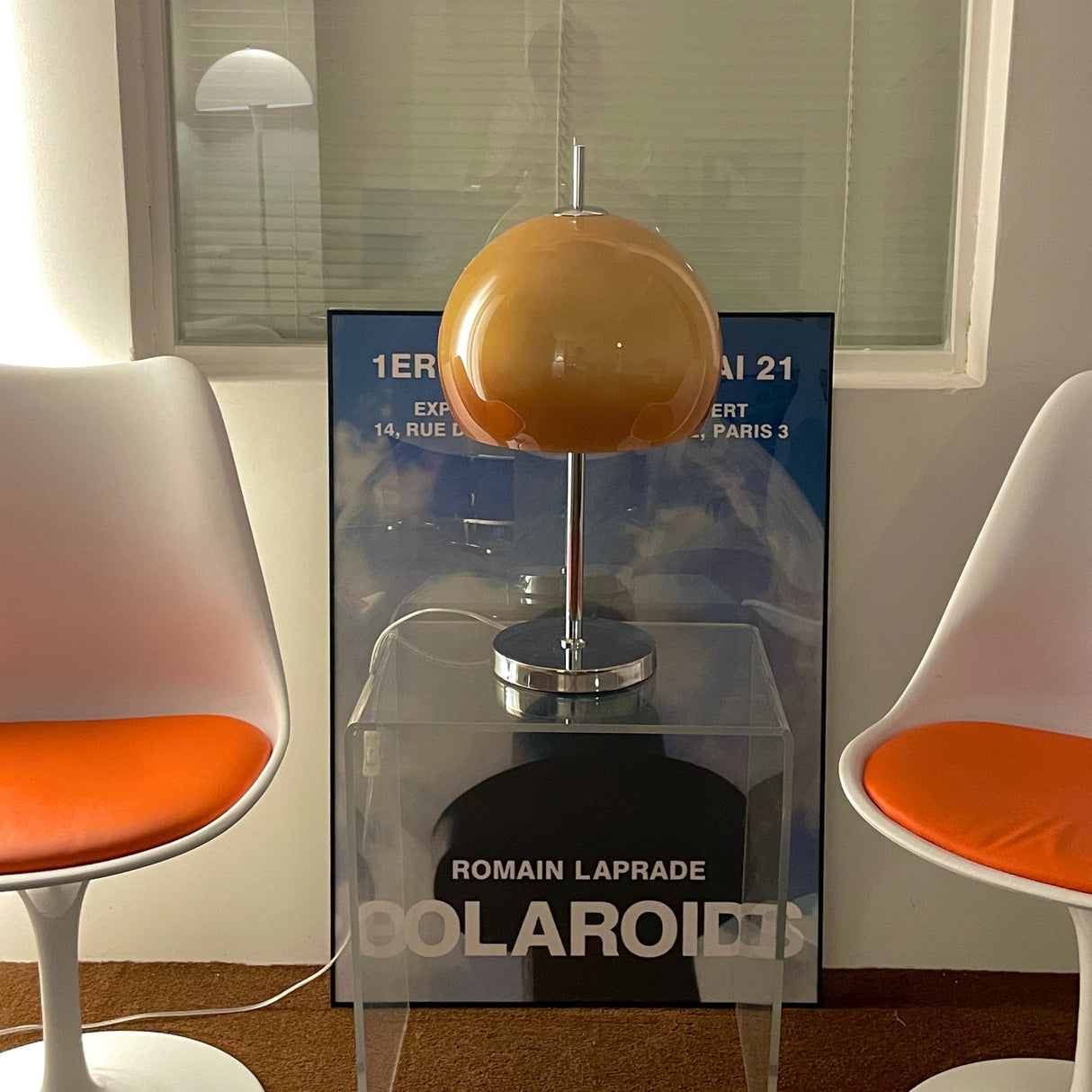 Retro Table Lamp  Amber Glass Dome Shade - Product detail 7