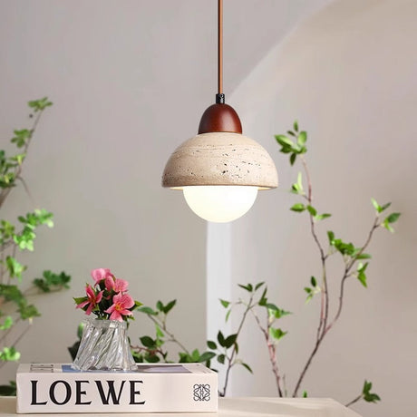 Modern Stone Pendant Light  Mushroom Dome Design - Product showcase