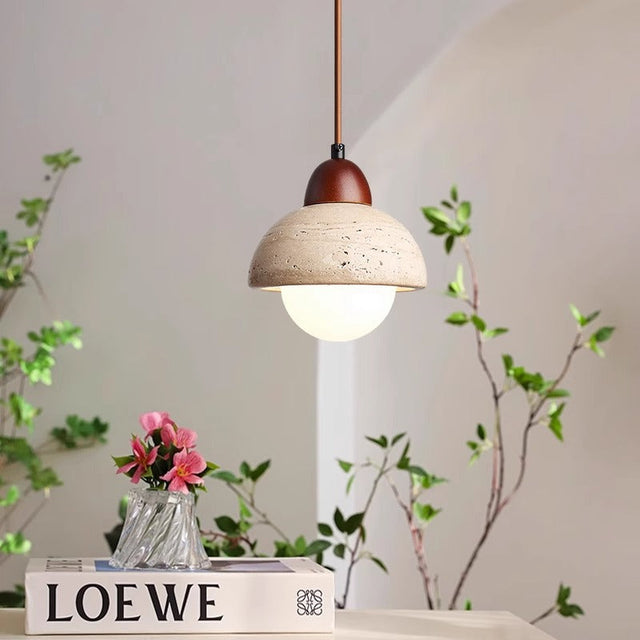 Modern Stone Pendant Light  Mushroom Dome Design - Product showcase