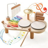 Wooden Musical Instruments Set  Rainbow Xylophone with Percussion Kit - Product showcase