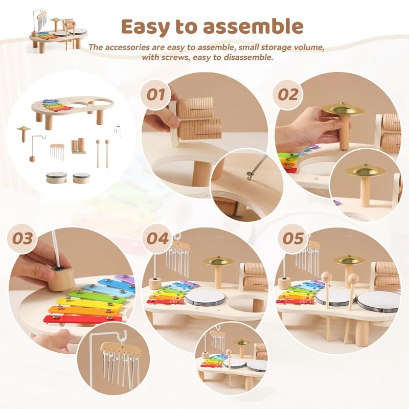 Wooden Musical Set  Educational Instrument Kit with Xylophone - Product detail 8