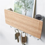 Wall Key Holder  Bamboo Wood 5-Hook Organizer - Product detail 5